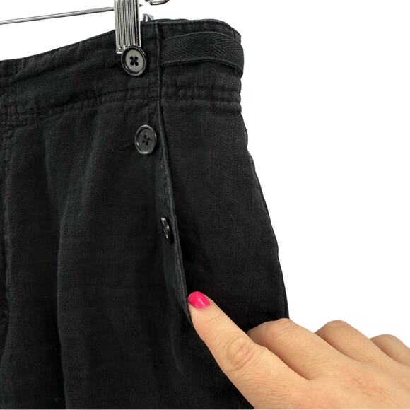 Sundance Black Coastal Cove Buttons Pockets Wide Leg Linen Sailor Pants Size 8 - Picture 6 of 12